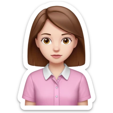 Pale girl brown hair and wearing pink and white shirt sticker