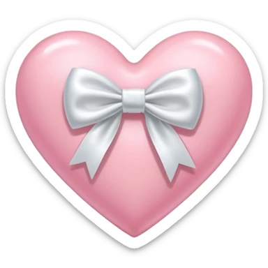 Soft pink heart with bow  sticker