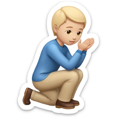 3D emoji style person bowing, respectful angle, centered, soft shadow, white background. sticker