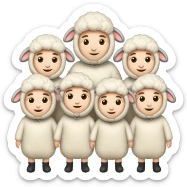 Quero 5 pessoas vestidas de ovelhas sticker