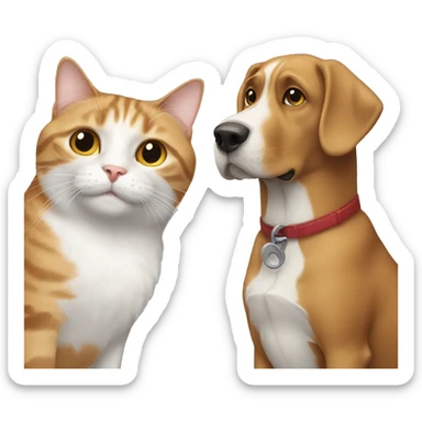 Cat meets dog sticker