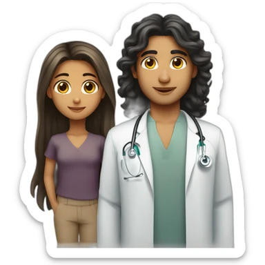 Jewish girl longhair with ophthalmologist tanned skin Arabic boy sticker