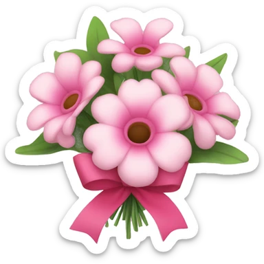Flower bouquet with pink bow tied around it  sticker