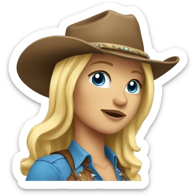 Blonde cowgirl with blue eyes  sticker