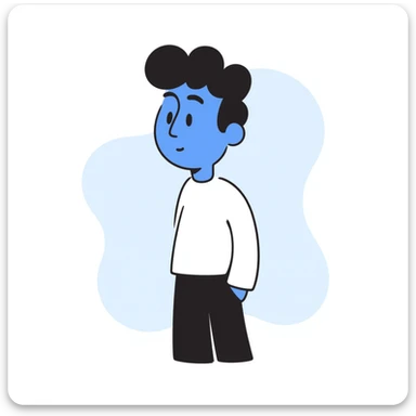 A blue person standing with a faint blue aura around them, representing poor aura. sticker