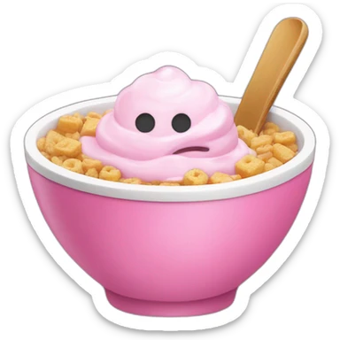 pink iogurt with cereal on a bowl sticker