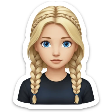 Blonde balayage  With highlights long hair half braids women blue eyes wearing black top sticker