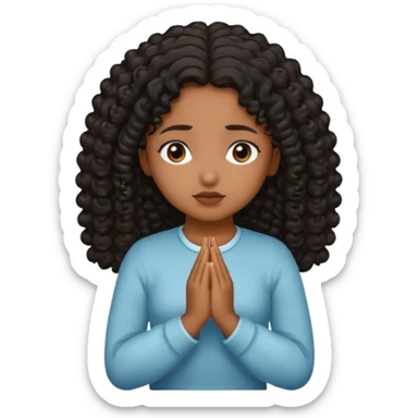 brown girl praying curls black sticker