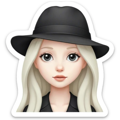 monochrome girl with long hair in a hat sticker