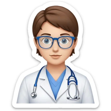 physician assistant brown hair and blue glas sticker