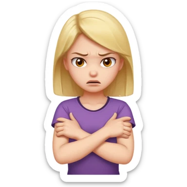  arms crossed holding neck angry girl  sticker