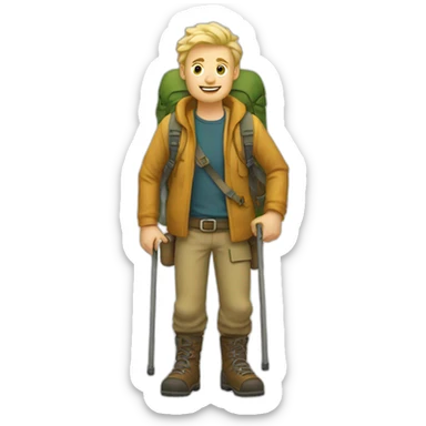 a beardless blond white hiker with his full body sticker