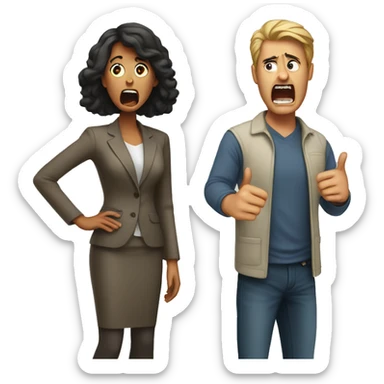 Woman yelling at man sticker