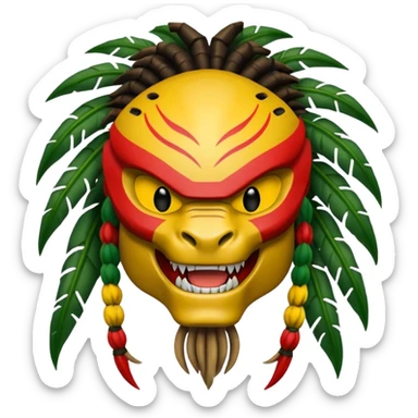 smiling predator from movie predator with rasta sticker