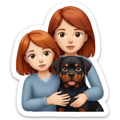 auburn haired girl with rottweiler dog sticker