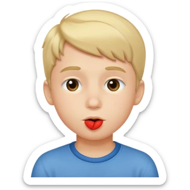 boy with a kiss on his cheek sticker