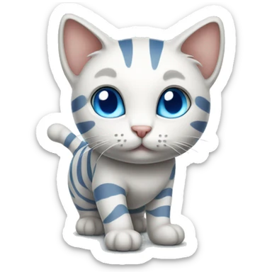 standing white striped cat with blue eyes sticker