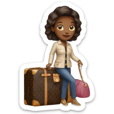 Travel girl with louis vuitton bag sticker