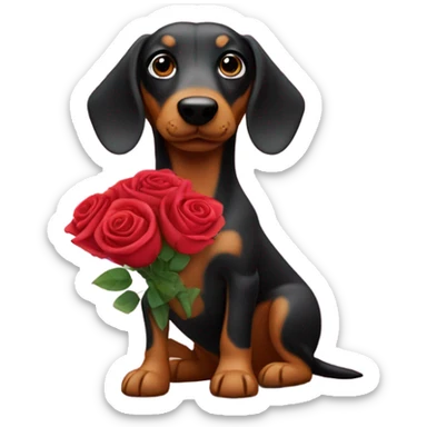 Sausage dog giving roses  sticker
