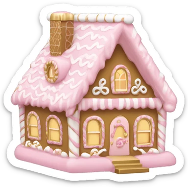light pink and gold and white gingerbread house sticker