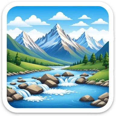 Mountains and river scene sticker