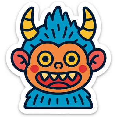 Labubu toy as an emoji, bold colors and playful, vibrant toon style sticker