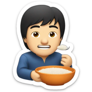 Jackie Chan eating rice sticker