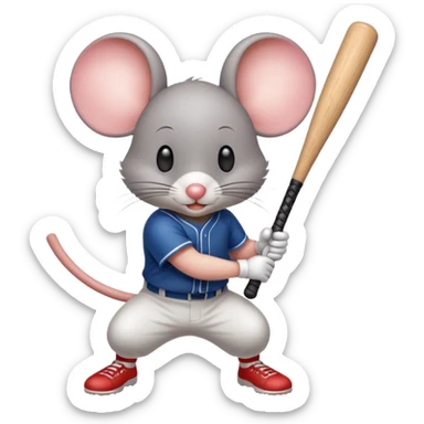 A mouse hitting a homerun. sticker