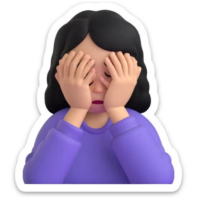 crying girl, hands covering face sticker