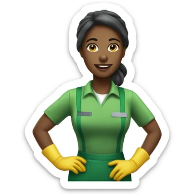 nice black woman  cleaning company, cleaing in green uniform sticker