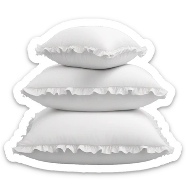 2 white pillows with ruffles sticker