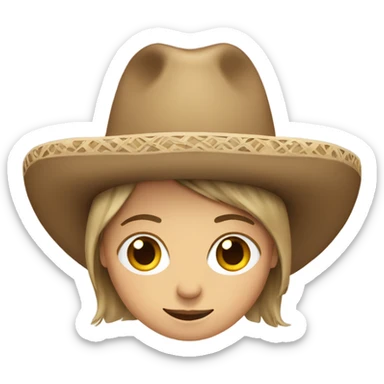 White, Brown hair Women wearing a sombrero  sticker