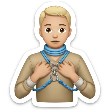 emoji of man tied up( he needs to have his hands tied with a leesh on sticker