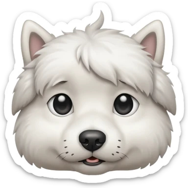a white dog with a gray stain on one eye sticker