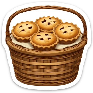 Brown wicker basket with pies sticker