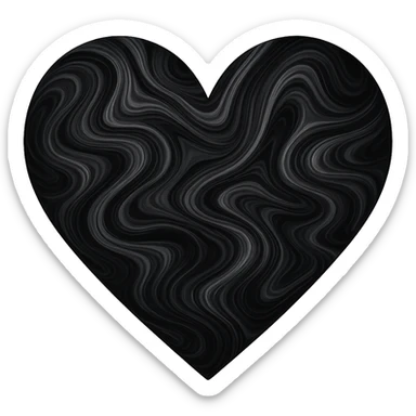 heart with a swirling onyx pattern, digital illustration sticker