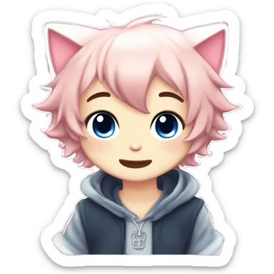Cute Kawaii Beautiful Gorgeous Sparkly Shiny Blushing Anime Style Catboy sticker