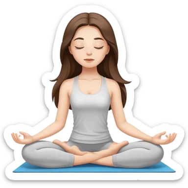 beautiful pale brunette girl with long hair doing yoga with eyes closed sticker