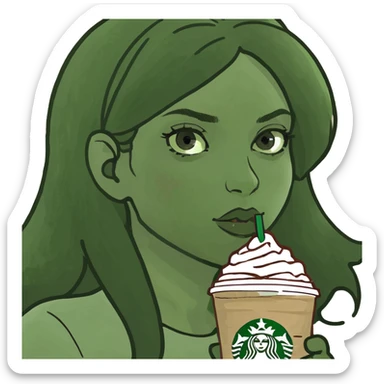 Pretty girl drinking Starbucks sticker