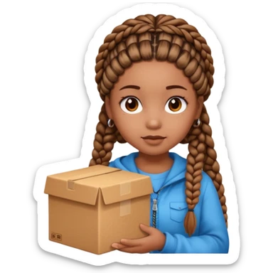 A girl with box braids and a little fat and cute sticker