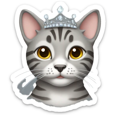 Gray tabby with tiara  sticker