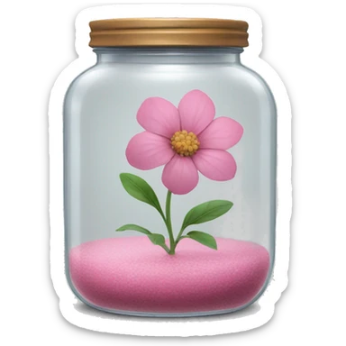 Realistic pink flower in a transparent jar sticker