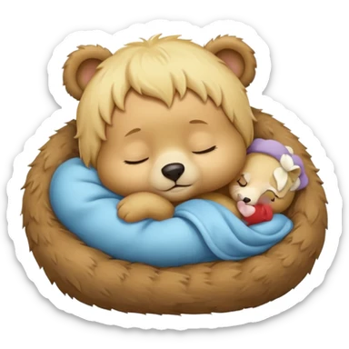 baby bear with blonde hair sleeping  sticker