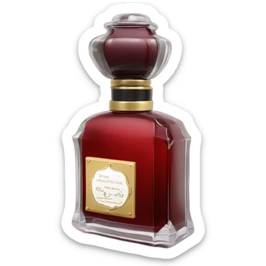Dark red vintage French style perfume bottle with red begonias sticker