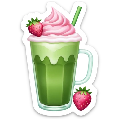 Iced matcha with strawberry cold foam sticker