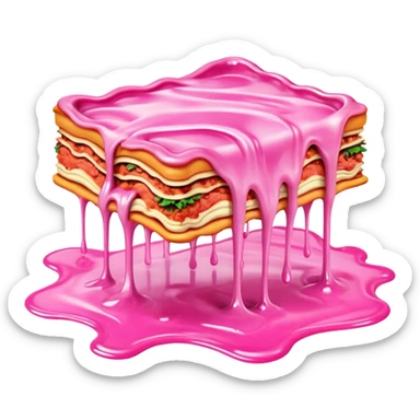 surreal salvadore dali style melting spam pink meat lasagna landscape sticker