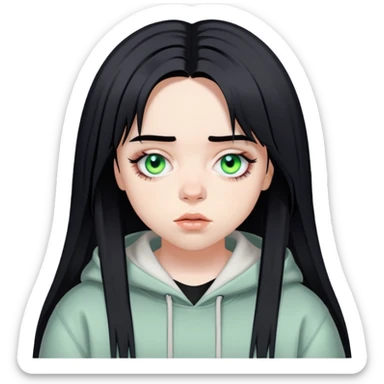 Singer billie eilish with black hair sticker