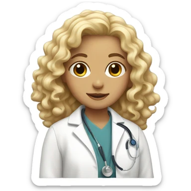 blonde curly girl in doctors coat sticker