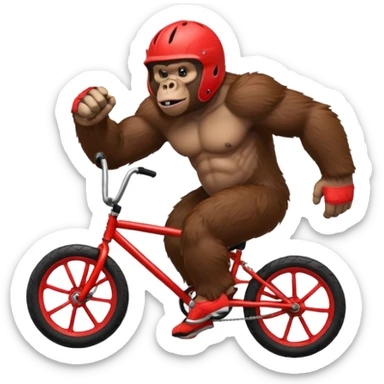 Gorilla wheeling a red BMX bike sticker