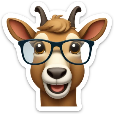 happy smart smiling brown chamois with glasses sticker